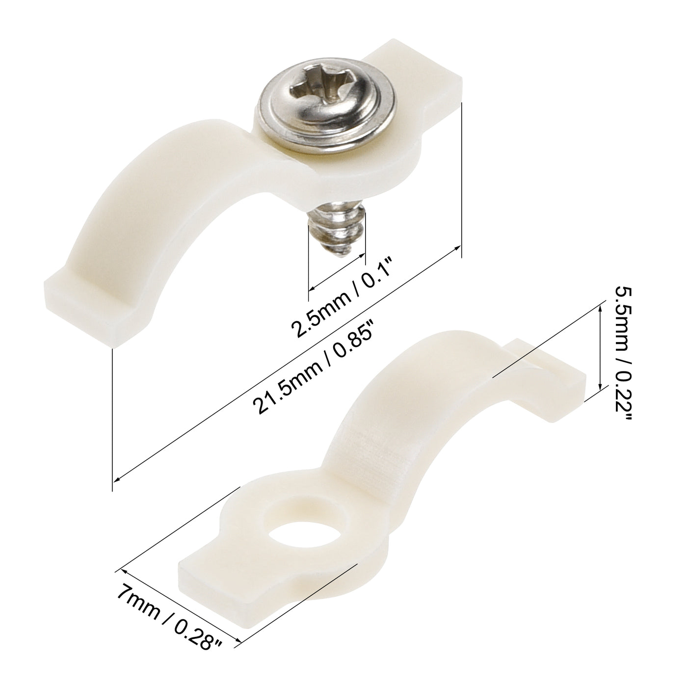 uxcell Uxcell LED Strip Mounting Brackets, Fixing Clips Clamps Holder for 3528 2835 Waterproof 8mm Wide LED Strip, with Screws, Beige Nylon 200Pcs