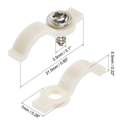 Harfington Uxcell LED Strip Mounting Brackets, Fixing Clips Clamps Holder for 3528 2835 Waterproof 8mm Wide LED Strip, with Screws, Beige Nylon 200Pcs