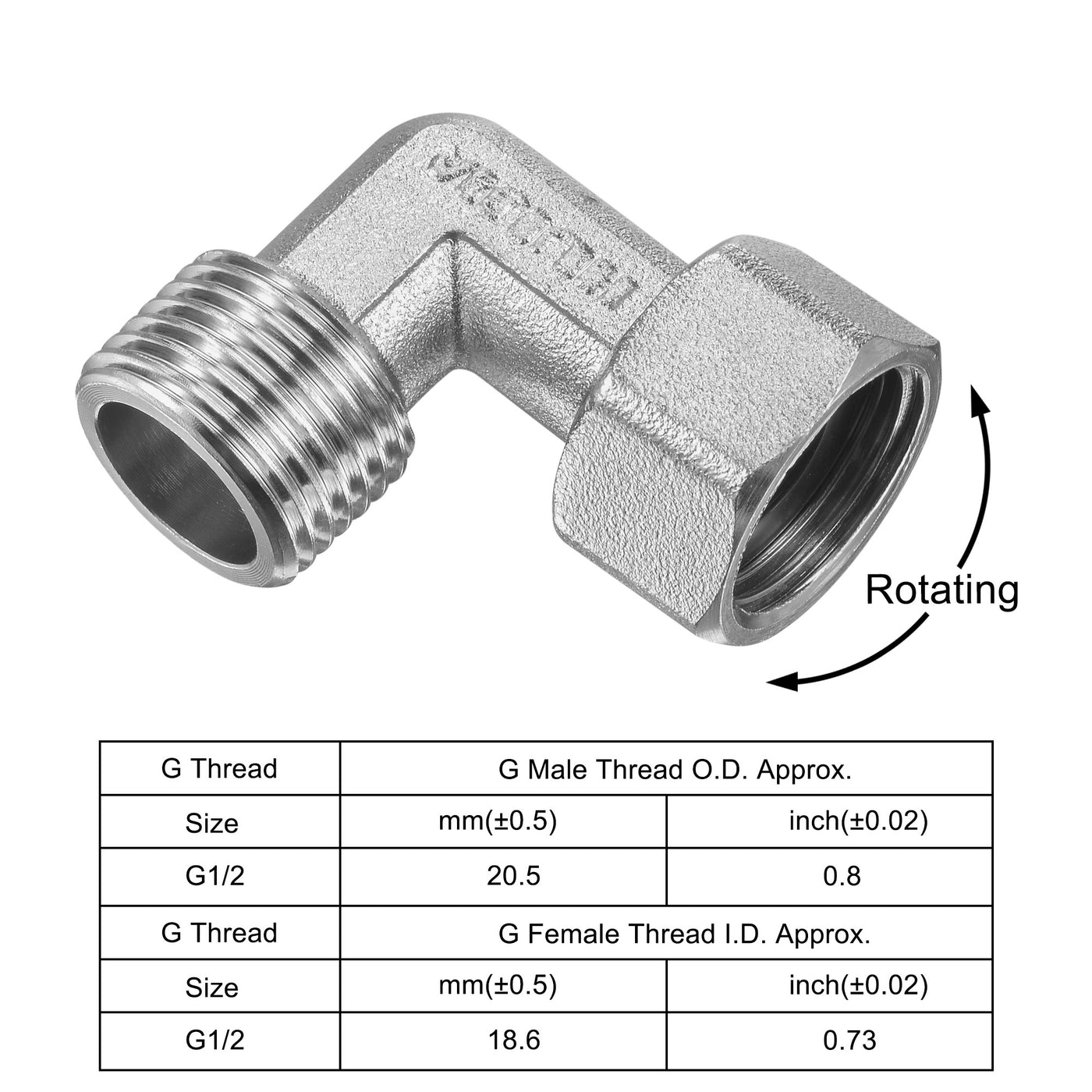 uxcell Uxcell Pipe Fitting Elbow G1/2 Male to Female Thread 2 Way L Shape Hose Connector Adapter, Nickel-Plated Copper 2pcs