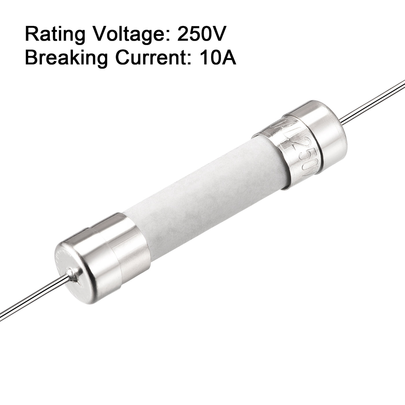 uxcell Uxcell Fast Blow Fuse Lead Wire Ceramic Fuses 6mm x 32mm 250V F10A 10Pcs