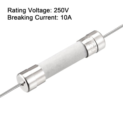 Harfington Uxcell Fast Blow Fuse Lead Wire Ceramic Fuses 6mm x 32mm 250V F10A 10Pcs