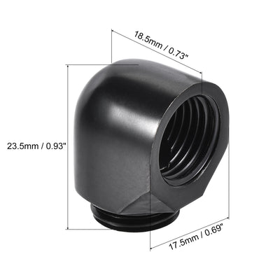 Harfington Uxcell 90 Male to Female Extender Fitting G1/4 for Water Cooling System Black 4pcs