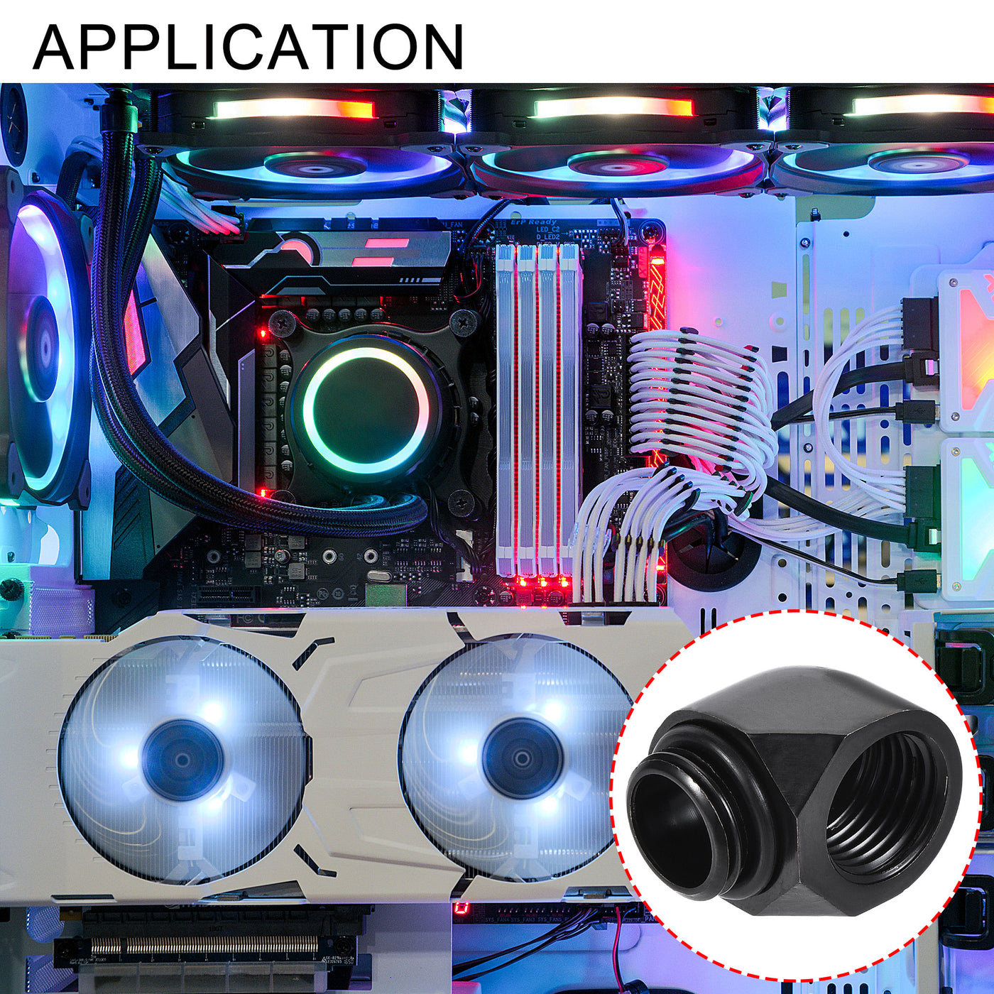 uxcell Uxcell 90 Male to Female Extender Fitting G1/4 for Water Cooling System Black 4pcs