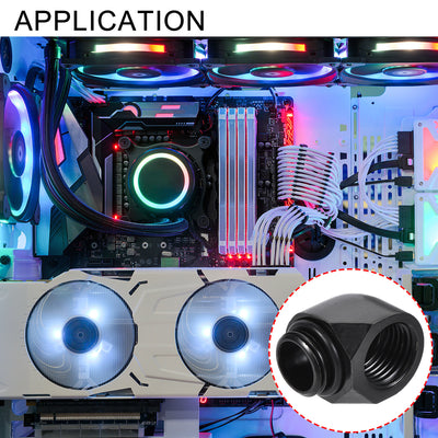 Harfington Uxcell 90 Male to Female Extender Fitting G1/4 for Water Cooling System Black 4pcs
