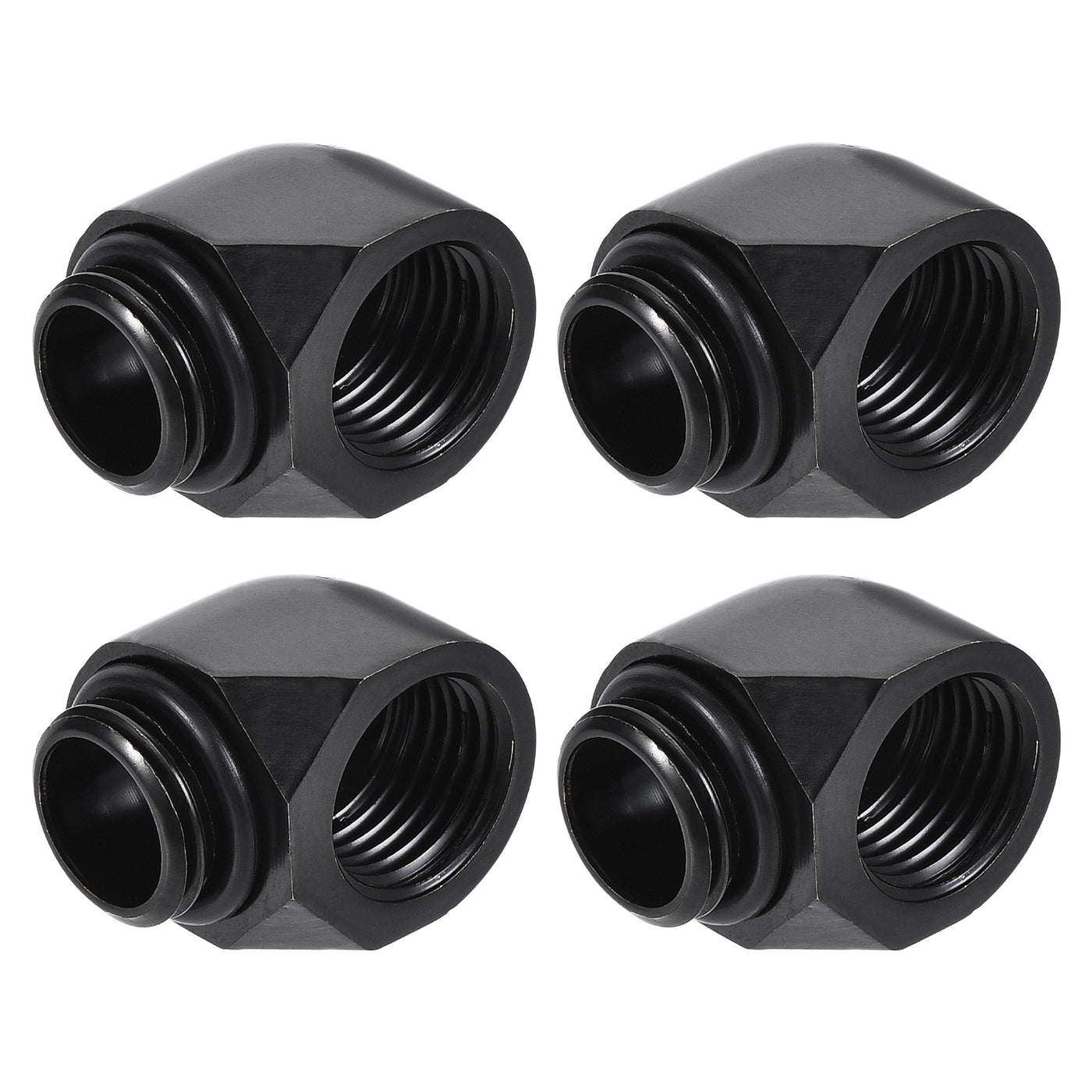 uxcell Uxcell 90 Male to Female Extender Fitting G1/4 for Water Cooling System Black 4pcs