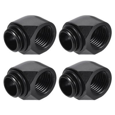 uxcell Uxcell 90 Male to Female Extender Fitting G1/4 for Water Cooling System Black 4pcs
