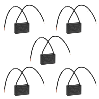 Harfington Uxcell Ceiling Fan Capacitor CBB61 1.5uF 250V AC 2 Wires Metallized Polypropylene Film Capacitor 37x24x13mm for Electric Fan Pump Motor Generator 5Pcs