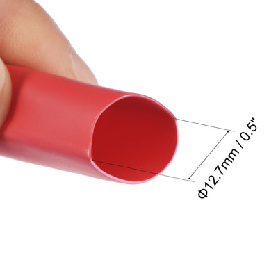 Harfington Uxcell Heat Shrink Tube 12.7mm Dia 22mm Flat 3:1 Red Black White Clear