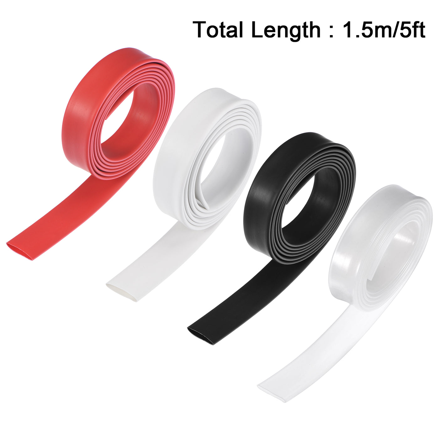 uxcell Uxcell Heat Shrink Tube 12.7mm Dia 22mm Flat 3:1 Red Black White Clear