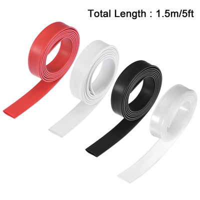 Harfington Uxcell Heat Shrink Tube 12.7mm Dia 22mm Flat 3:1 Red Black White Clear