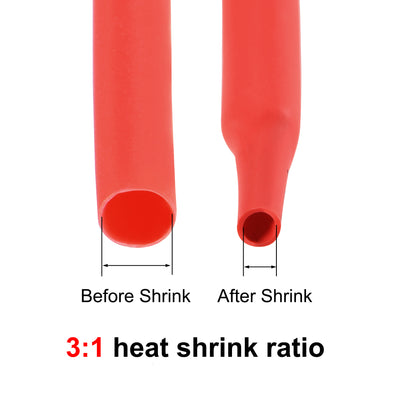 Harfington Uxcell Heat Shrink Tube 12.7mm Dia 22mm Flat 3:1 Red Black White Clear