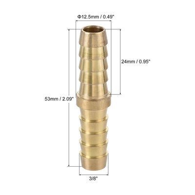 Harfington Uxcell Hose Barb Fitting, 3/8x3/8inch Brass Hollow Straight Quick Connector for Water Fuel Air Oil Gas, Pack of 2
