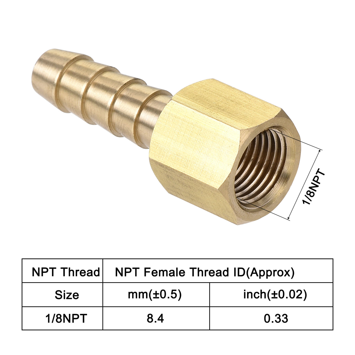 uxcell Brass Barb Hose Fitting Connector Adapter Barbed x NPT Female Pipe 2Pcs