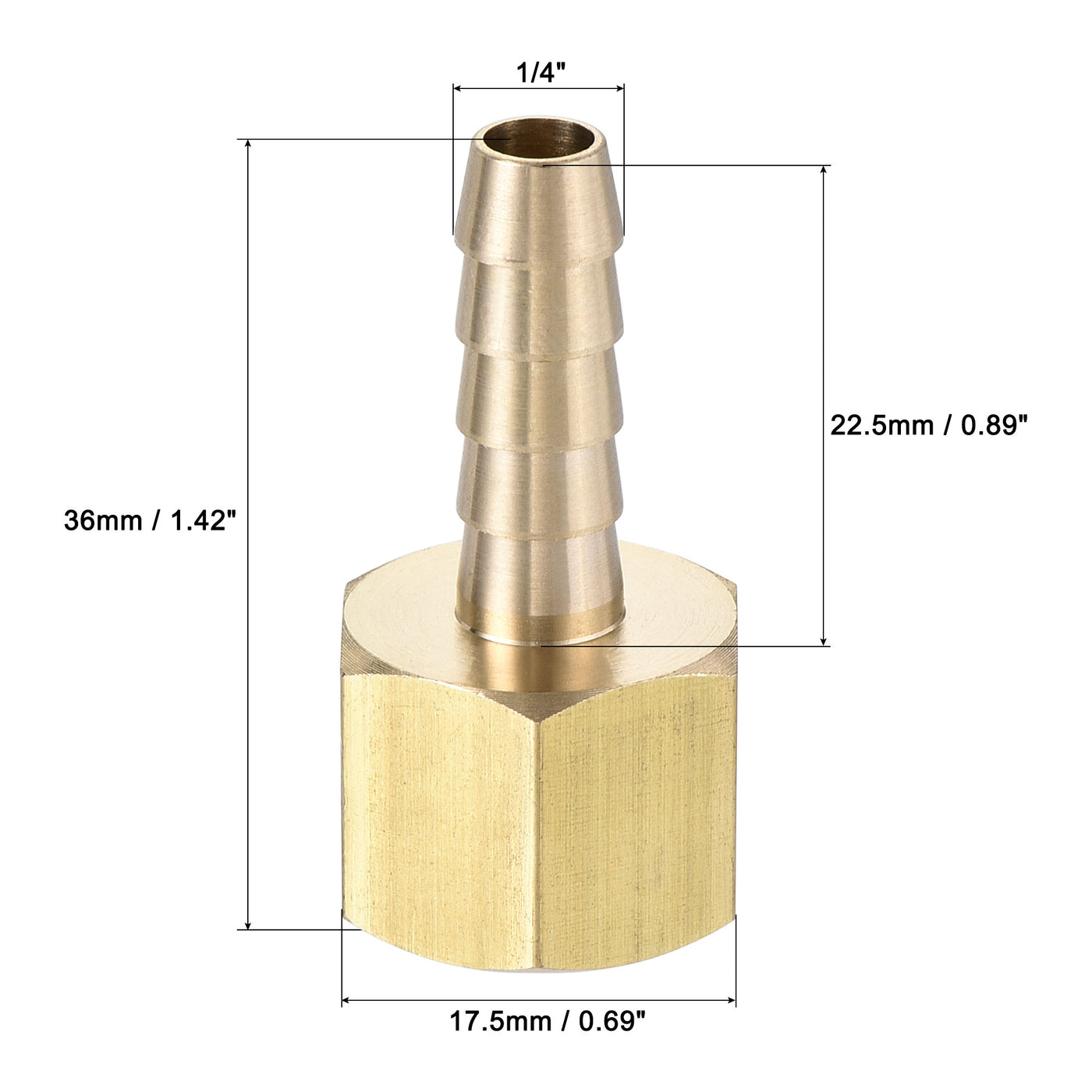 uxcell Brass Barb Hose Fitting Connector Adapter Barbed x NPT Female Pipe 2Pcs