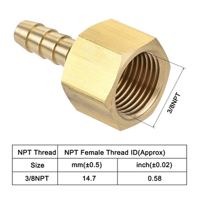 Harfington Brass Barb Hose Fitting Connector Adapter Barbed x NPT Female Pipe 2Pcs