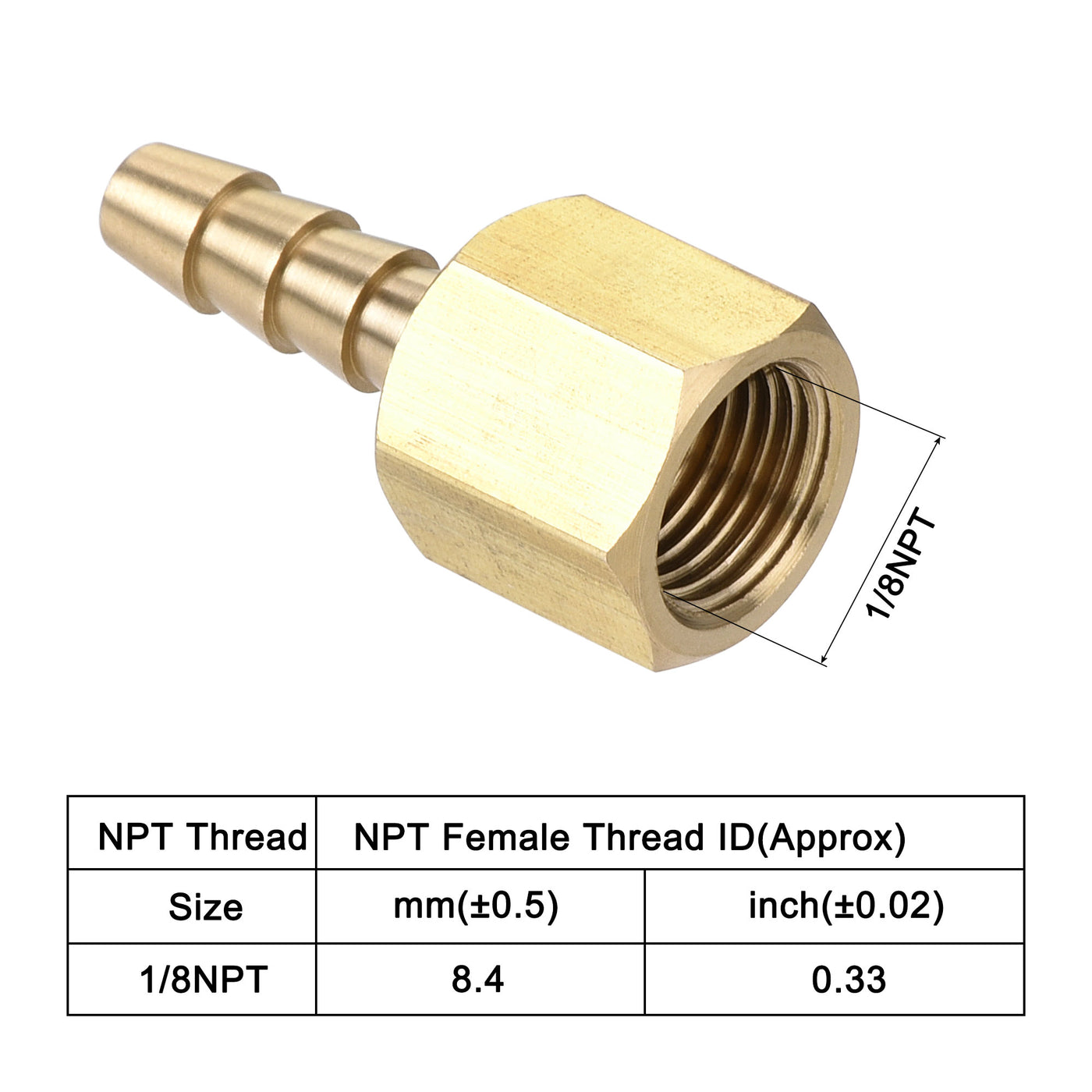 uxcell Brass Barb Hose Fitting Connector Adapter Barbed x NPT Female Pipe 2Pcs
