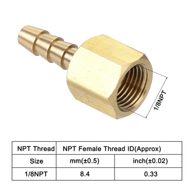 Harfington Brass Barb Hose Fitting Connector Adapter Barbed x NPT Female Pipe 2Pcs