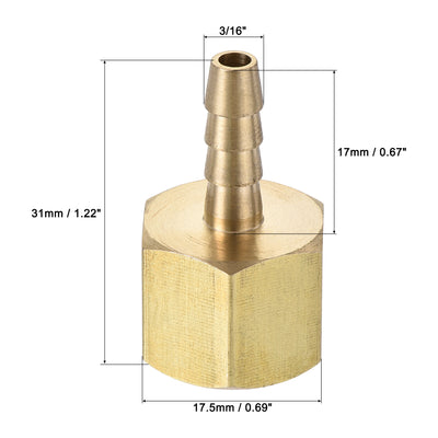 Harfington Brass Barb Hose Fitting Connector Adapter Barbed x NPT Female Pipe 2Pcs