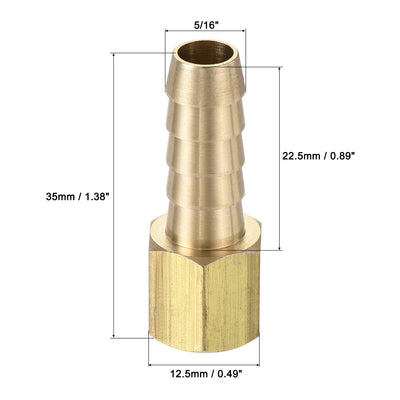 Harfington Brass Barb Hose Fitting Connector Adapter Barbed x NPT Female Pipe 2Pcs