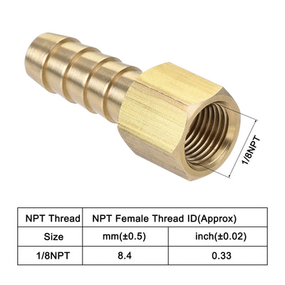 Harfington Brass Barb Hose Fitting Connector Adapter Barbed x NPT Female Pipe 2Pcs