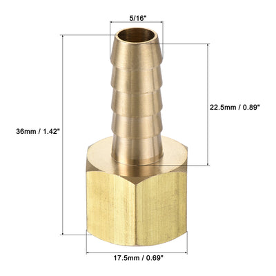 Harfington Brass Barb Hose Fitting Connector Adapter Barbed x NPT Female Pipe 2Pcs