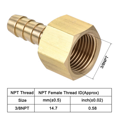Harfington Brass Barb Hose Fitting Connector Adapter Barbed x NPT Female Pipe 2Pcs
