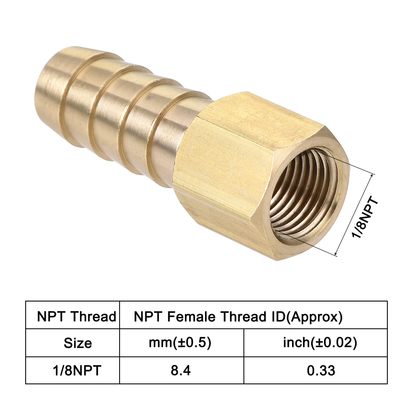 uxcell Brass Barb Hose Fitting Connector Adapter Barbed x NPT Female Pipe 2Pcs