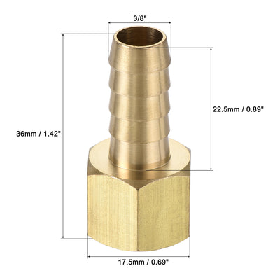 Harfington Brass Barb Hose Fitting Connector Adapter Barbed x NPT Female Pipe 2Pcs