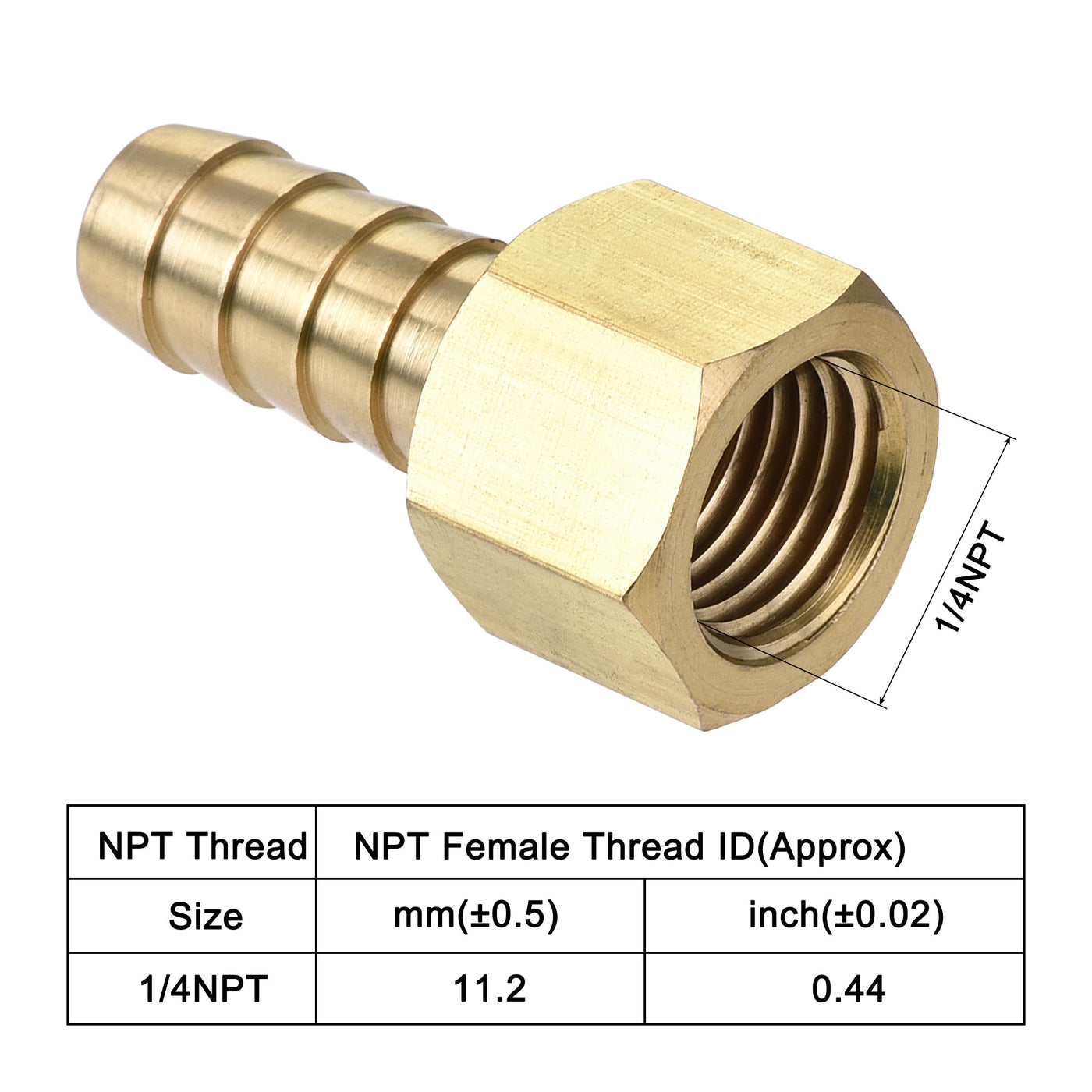 uxcell Brass Barb Hose Fitting Connector Adapter Barbed x NPT Female Pipe 2Pcs