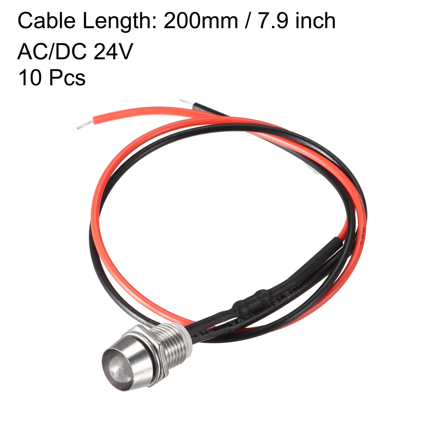 uxcell LED Indicator Light AC/DC 24V Panel Mount LED Signal Lamp Metal Shell 10Pcs