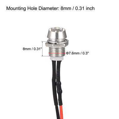 Harfington LED Indicator Light AC/DC 24V Panel Mount LED Signal Lamp Metal Shell 10Pcs