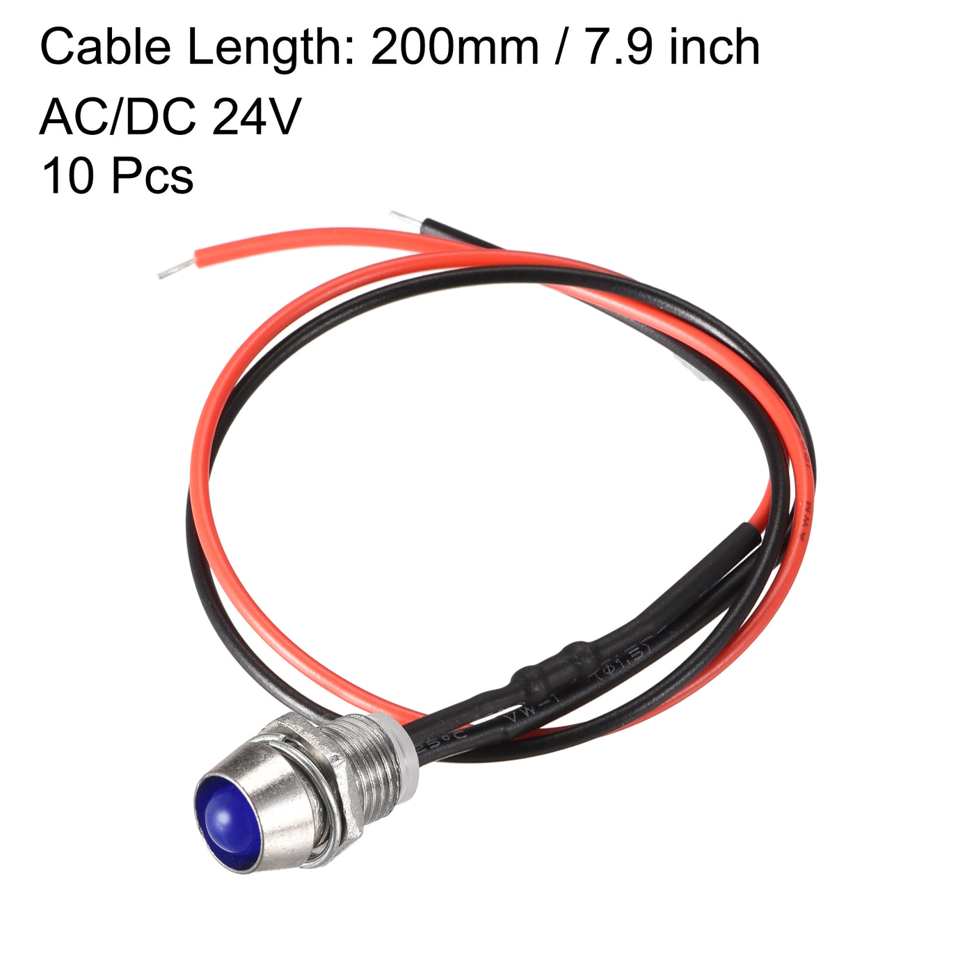 uxcell LED Indicator Light AC/DC 24V Panel Mount LED Signal Lamp Metal Shell 10Pcs