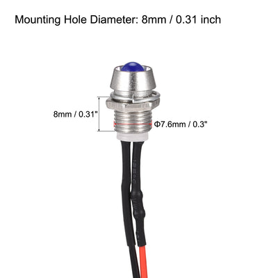 Harfington LED Indicator Light AC/DC 24V Panel Mount LED Signal Lamp Metal Shell 10Pcs