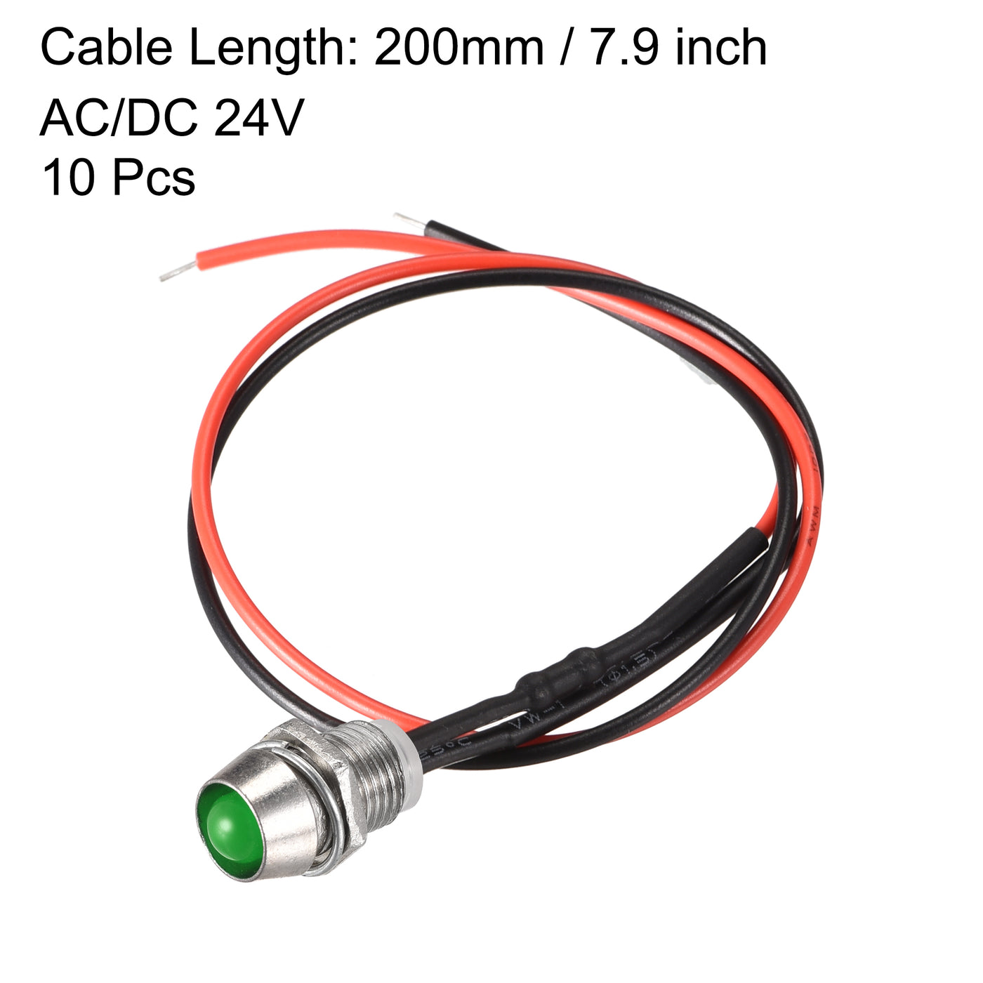 uxcell LED Indicator Light AC/DC 24V Panel Mount LED Signal Lamp Metal Shell 10Pcs
