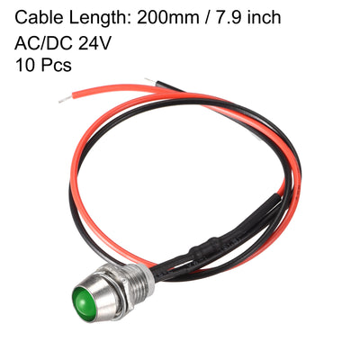 Harfington LED Indicator Light AC/DC 24V Panel Mount LED Signal Lamp Metal Shell 10Pcs