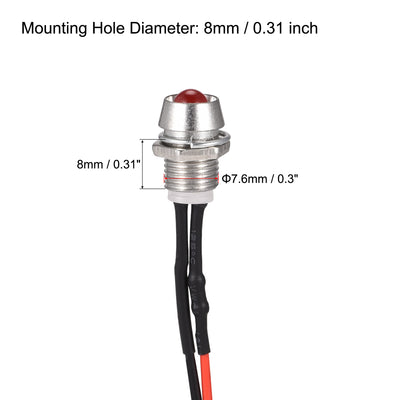 Harfington LED Indicator Light AC/DC 24V Panel Mount LED Signal Lamp Metal Shell 10Pcs