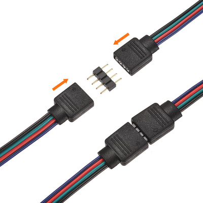 Harfington Uxcell 4 Pin 10mm RGB LED Connector Kit, Include 1M Extension Cable, 2 Port Splitter, Strip to Power Jumper, Strip to Strip Jumper, Gapless Connectors