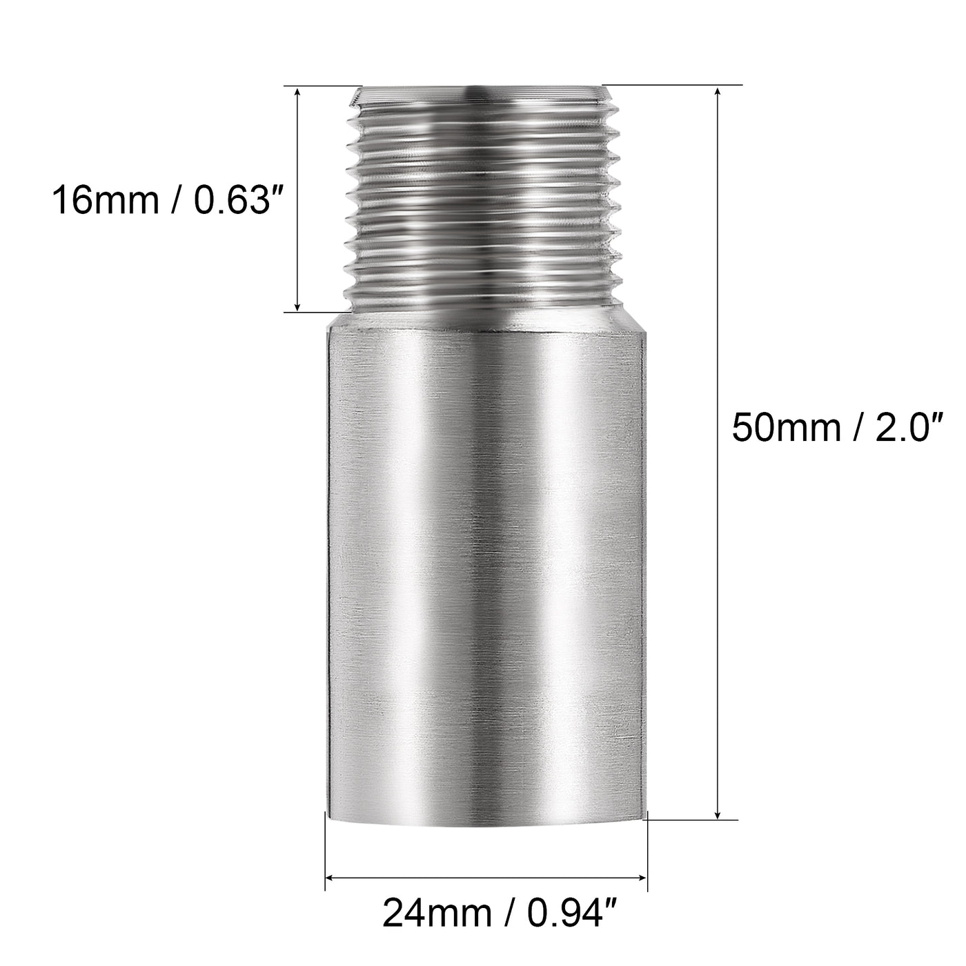 uxcell Uxcell Shower Head Extension Arm Stainless Steel G1/2 Male to G1/2 Female Thread 50mm Length Cast Pipe Fitting Coupler 2Pcs