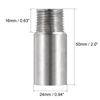 Harfington Uxcell Shower Head Extension Arm Stainless Steel G1/2 Male to G1/2 Female Thread 50mm Length Cast Pipe Fitting Coupler 2Pcs