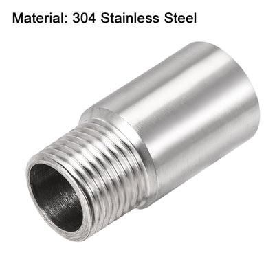 Harfington Uxcell Shower Head Extension Arm Stainless Steel G1/2 Male to G1/2 Female Thread 50mm Length Cast Pipe Fitting Coupler 2Pcs