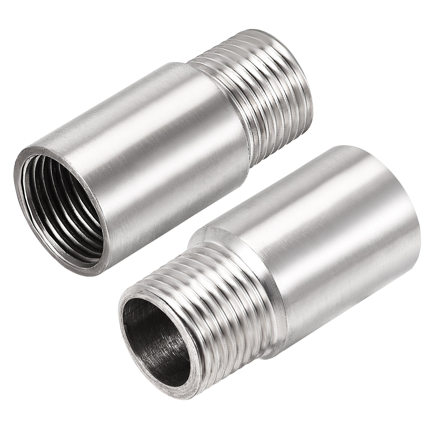 uxcell Uxcell Shower Head Extension Arm Stainless Steel G1/2 Male to G1/2 Female Thread 50mm Length Cast Pipe Fitting Coupler 2Pcs