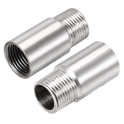 uxcell Uxcell Shower Head Extension Arm Stainless Steel G1/2 Male to G1/2 Female Thread 50mm Length Cast Pipe Fitting Coupler 2Pcs