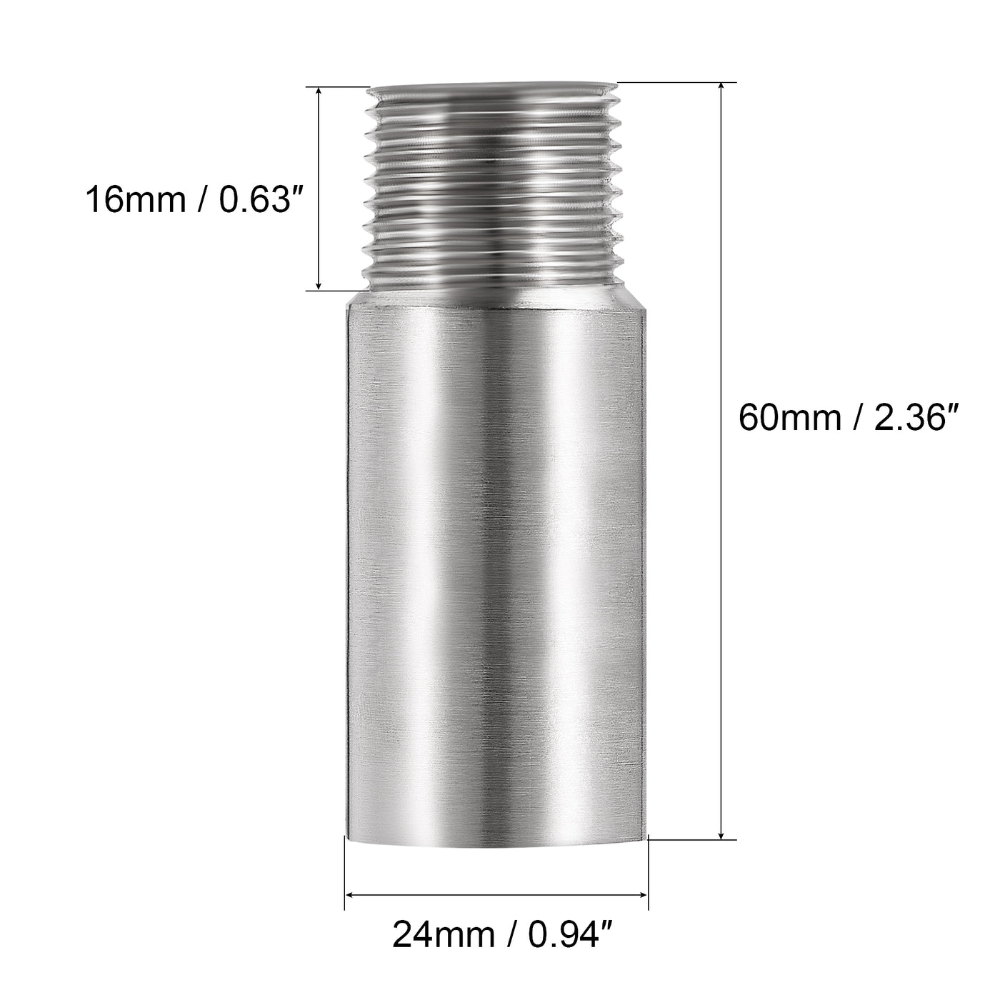 uxcell Uxcell Shower Head Extension Arm Stainless Steel G1/2 Male to G1/2 Female Thread 60mm Length Cast Pipe Fitting Coupler 2Pcs