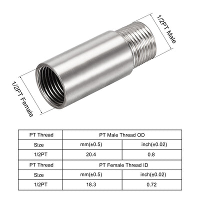 Harfington Uxcell Shower Head Extension Arm Stainless Steel G1/2 Male to G1/2 Female Thread 60mm Length Cast Pipe Fitting Coupler 2Pcs