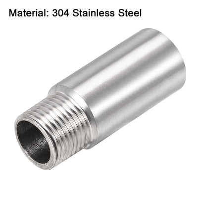 Harfington Uxcell Shower Head Extension Arm Stainless Steel G1/2 Male to G1/2 Female Thread 60mm Length Cast Pipe Fitting Coupler 2Pcs