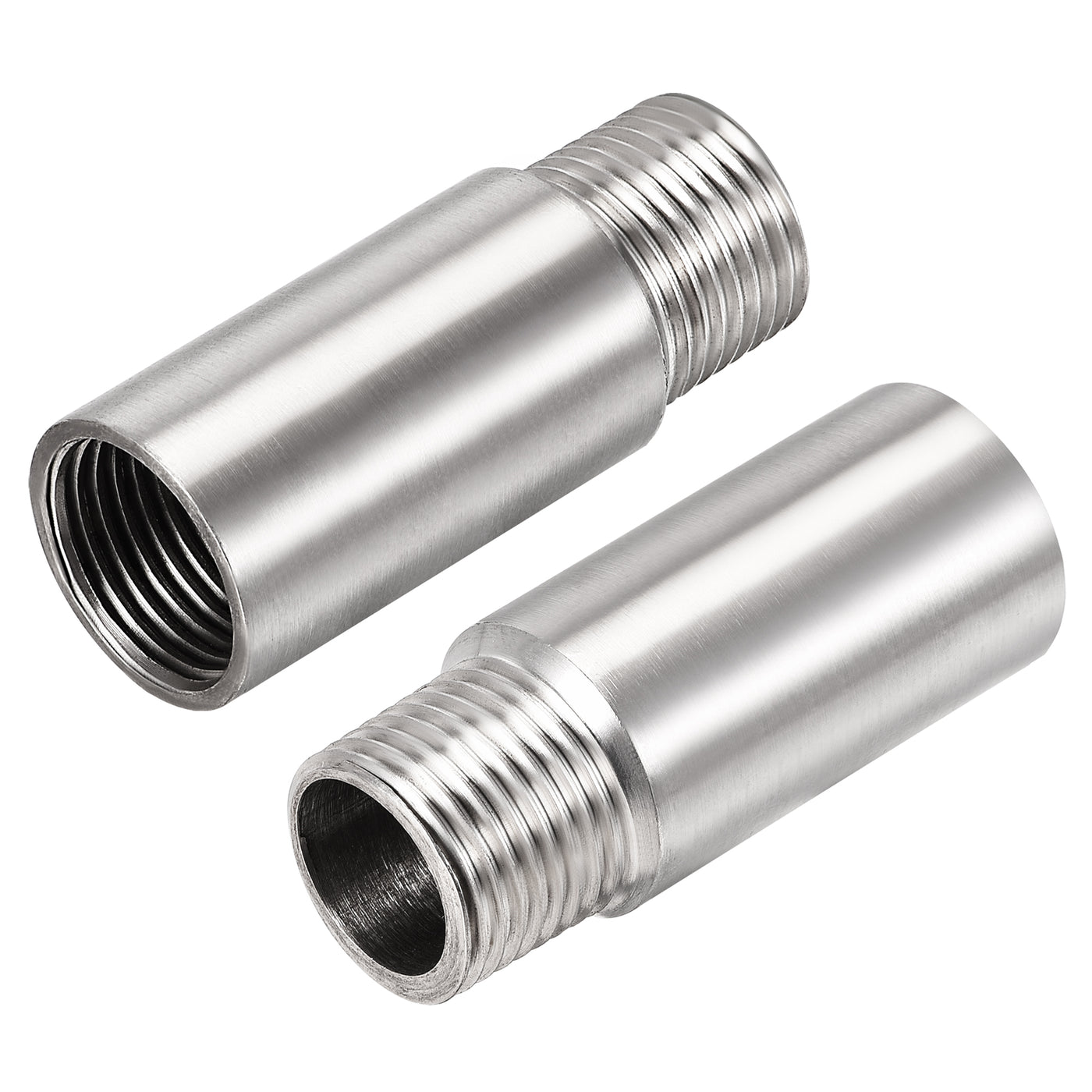 uxcell Uxcell Shower Head Extension Arm Stainless Steel G1/2 Male to G1/2 Female Thread 60mm Length Cast Pipe Fitting Coupler 2Pcs