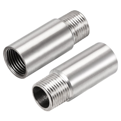 uxcell Uxcell Shower Head Extension Arm Stainless Steel G1/2 Male to G1/2 Female Thread 60mm Length Cast Pipe Fitting Coupler 2Pcs