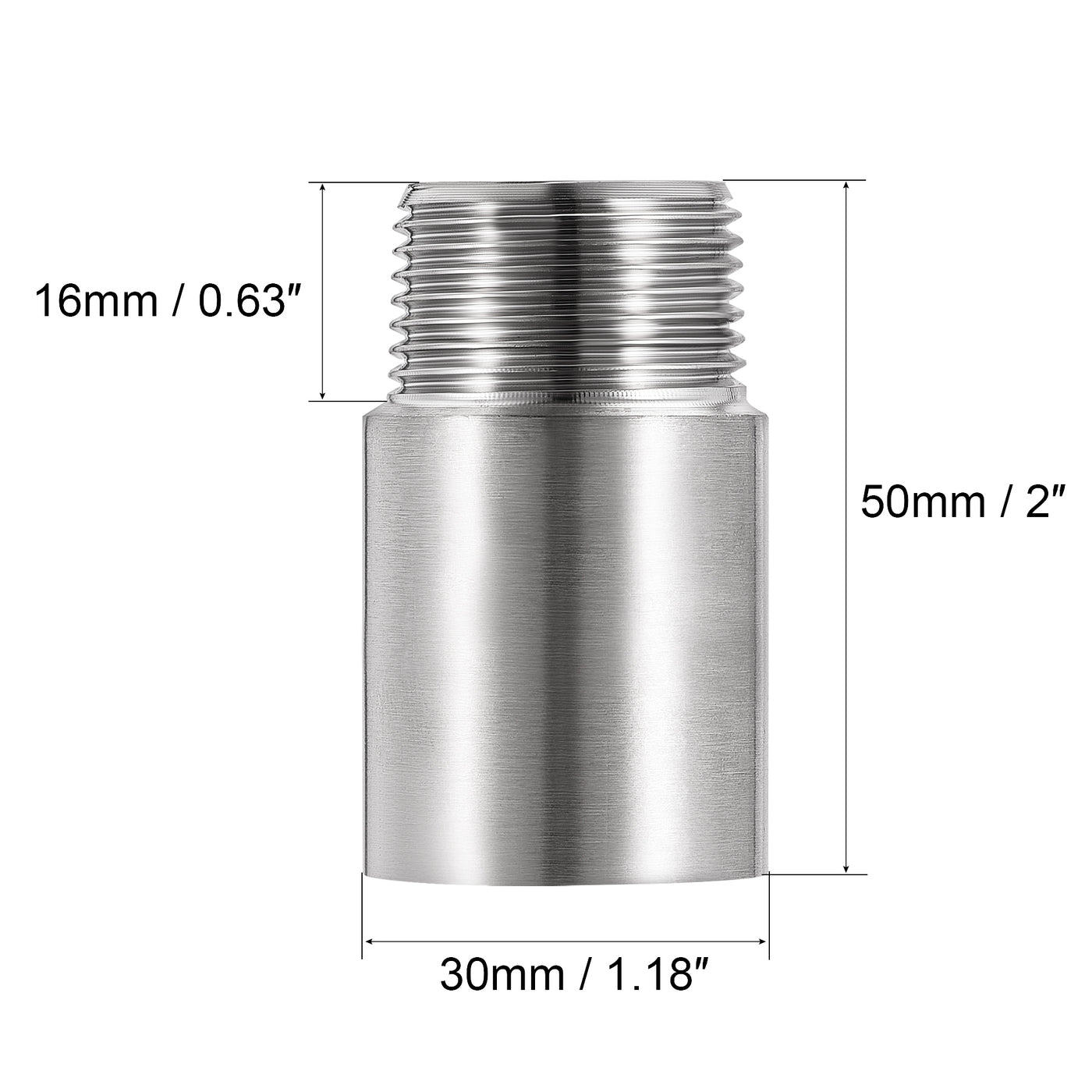 uxcell Uxcell Shower Head Extension Arm Stainless Steel G3/4 Male to G3/4 Female Thread 50mm Length Cast Pipe Fitting Coupler 2Pcs