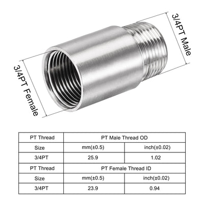 Harfington Uxcell Shower Head Extension Arm Stainless Steel G3/4 Male to G3/4 Female Thread 50mm Length Cast Pipe Fitting Coupler 2Pcs