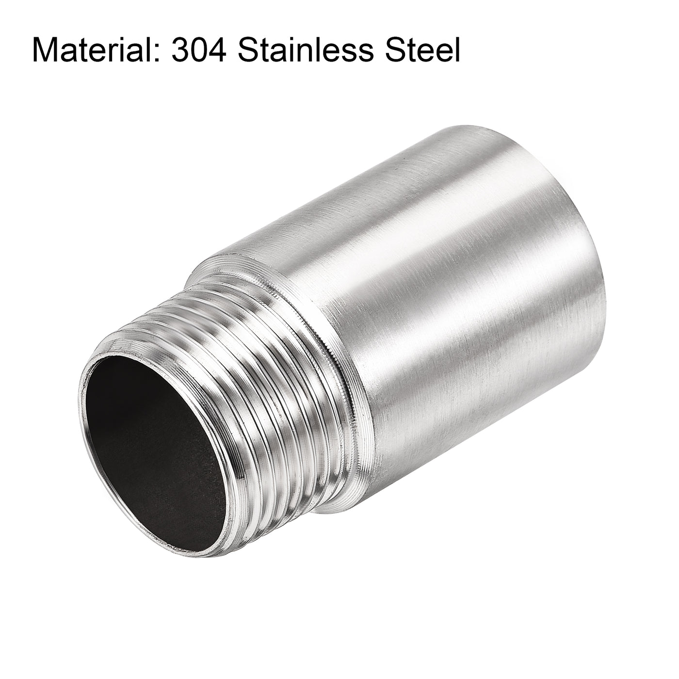 uxcell Uxcell Shower Head Extension Arm Stainless Steel G3/4 Male to G3/4 Female Thread 50mm Length Cast Pipe Fitting Coupler 2Pcs